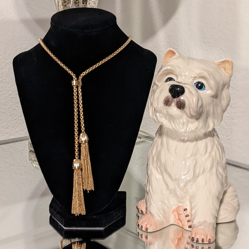 J. crew gold tone double tassel long necklace